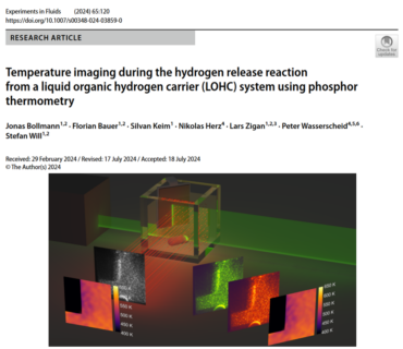 Zum Artikel "Neue Veröffentlichung „Temperature imaging during the hydrogen release reaction from a liquid organic hydrogen carrier (LOHC) system using phosphor thermometry”"